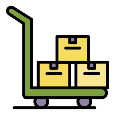 Adventures parcel cart icon color outline vector